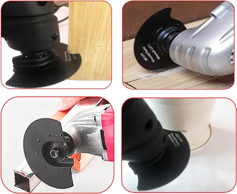 BBYPP 7pcs Semi Circular Oscillating Saw Blades for Cutting Wood Plastic Soft Metal, 3-1/2 Inch (88mm) Oscillating Multitool Quick Release Saw Blades Fit Most of Oscillating Tool - Image 4